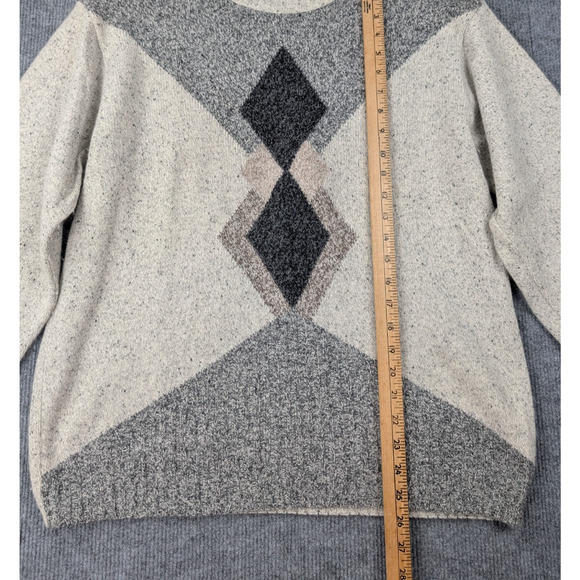 Vintage Wool Sweater Womens XL Argyle Academia Mock Neck Preppy Retro Relaxed - Picture 3 of 5
